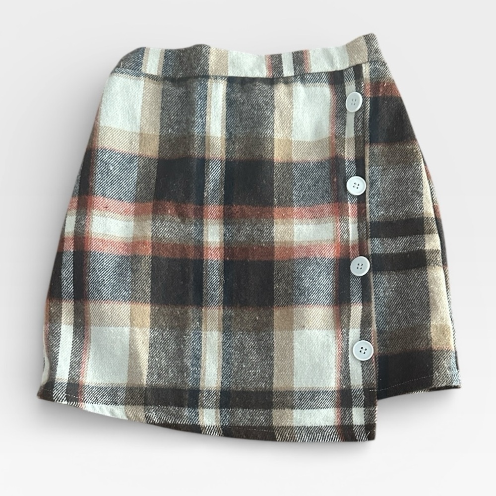 Girls Plaid Kids Skirt with Button Detail - fits 10-12 years